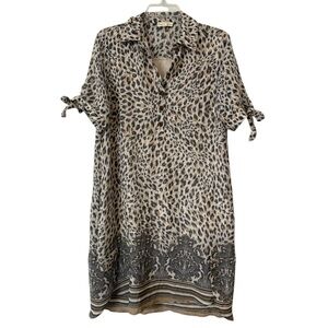 Indigo Rose Leopard Print Shirt Dress Medium